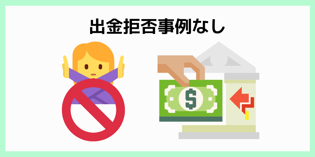 出金拒否事例なし